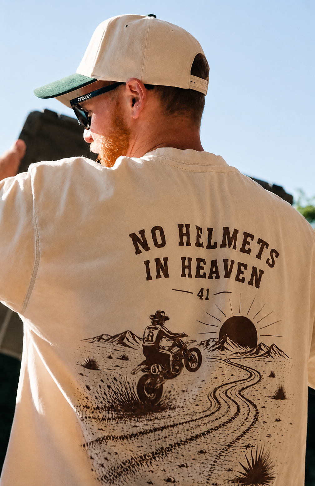 Special Edition No Helmets in Heaven — Oversized Tee in Off White